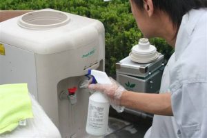 Water dispenser washing