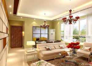 77 square meters three rooms and two halls green life decoration red, green and white colorful home collocation unified and harmonious…