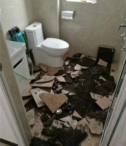 Can you fix the bathroom leak without hitting the floor?